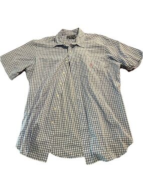 Ralph Lauren Men’s Light Blue Checkered Button Up Shirt Classic Fit XLT Preppy